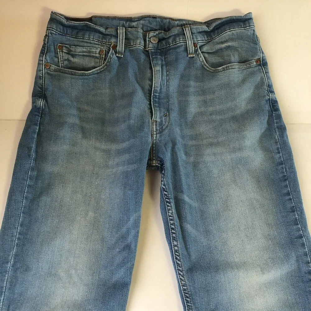 Levis 514 Men 36x29.5 Straight Leg Flex Denim Jeans Medium Light Wash 00514-1286